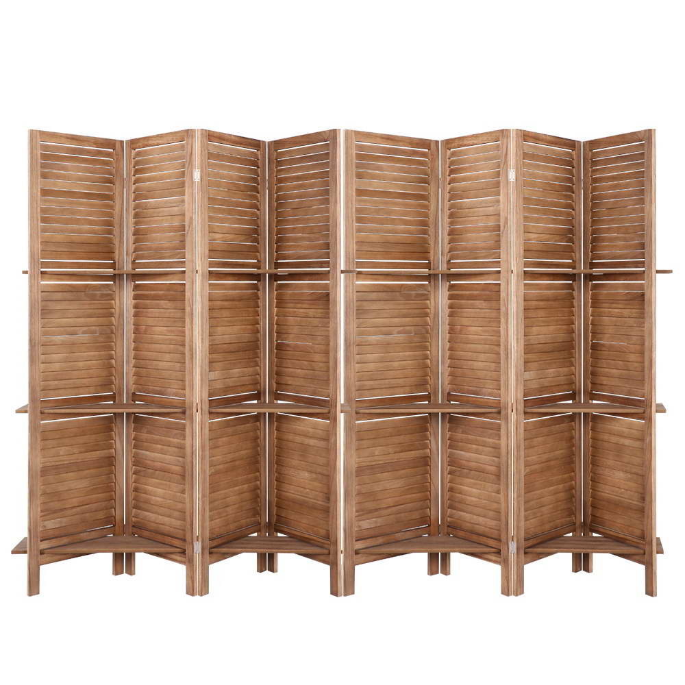 Artiss Wooden 8 Panel Room Divider Brown