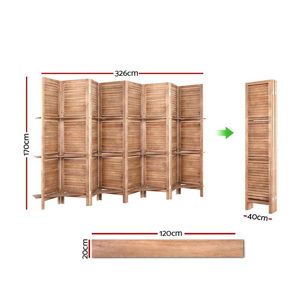 Artiss Wooden 8 Panel Room Divider Brown