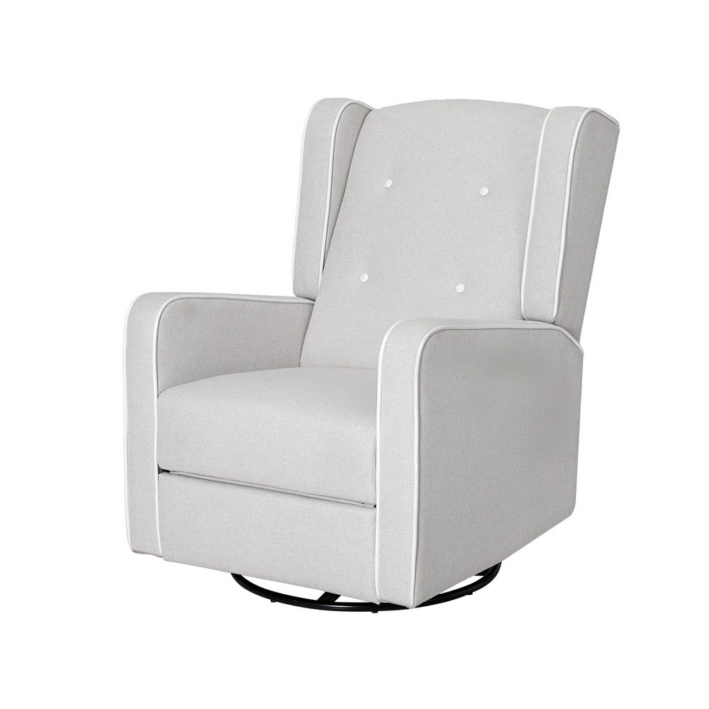 Artiss Recliner Armchair 360 Swivel Grey Fabric