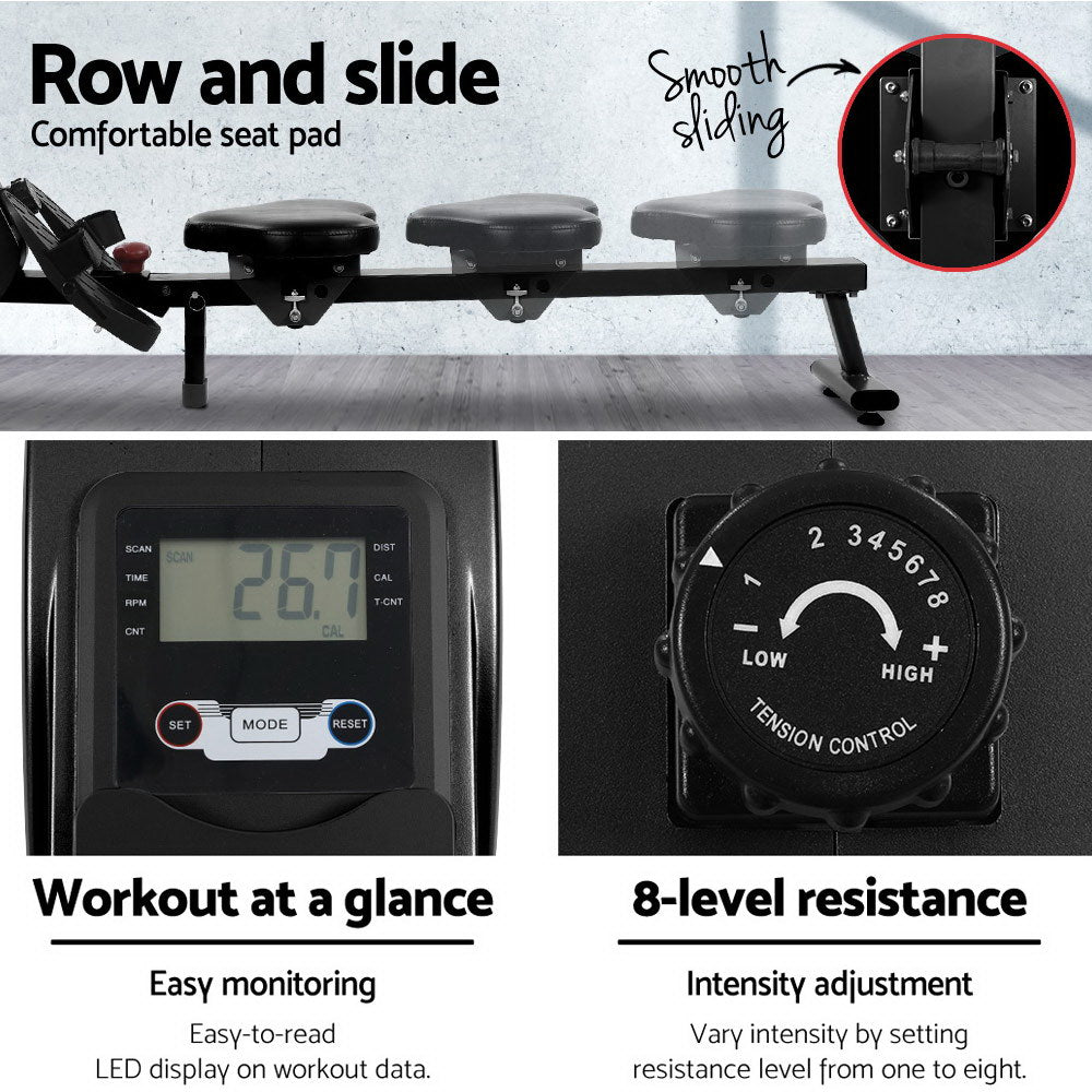 Everfit Magnetic Flywheel Rowing Machine Black