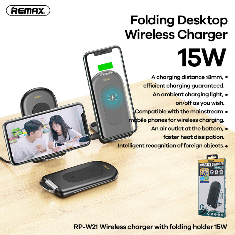 Fast Charging Wireless Phone Holder 15W QI Enabled with Portable Stand for Apple or Android Devices