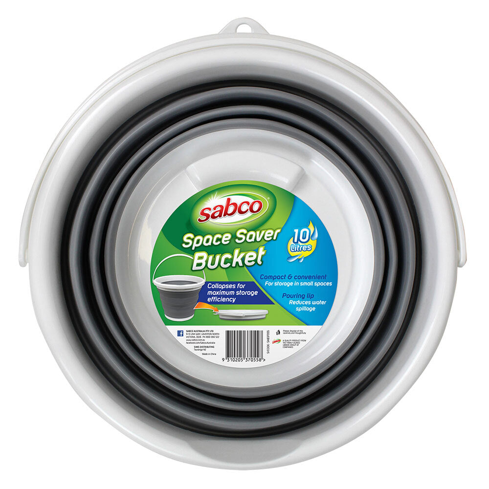 Sabco Space Saver Bucket Round - 10L Grey/White