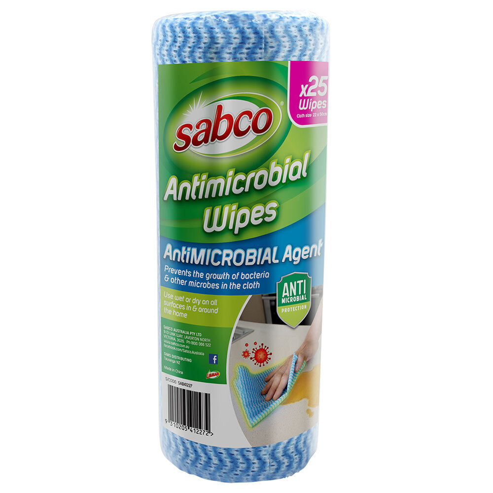 3 x 25pc Sabco Antimicrobial Wipes Roll 22 x 50cm