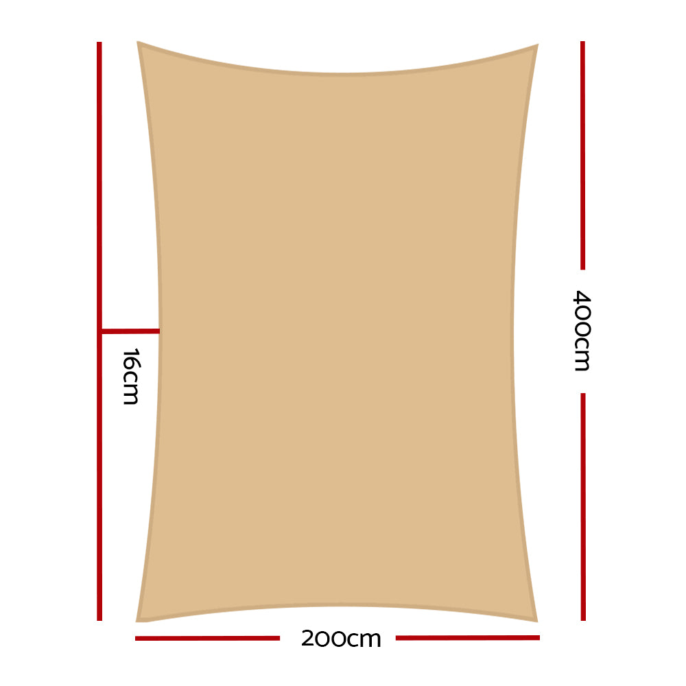 Instahut Sun Cloth Shadecloth Rectangle Canopy - 2x4M