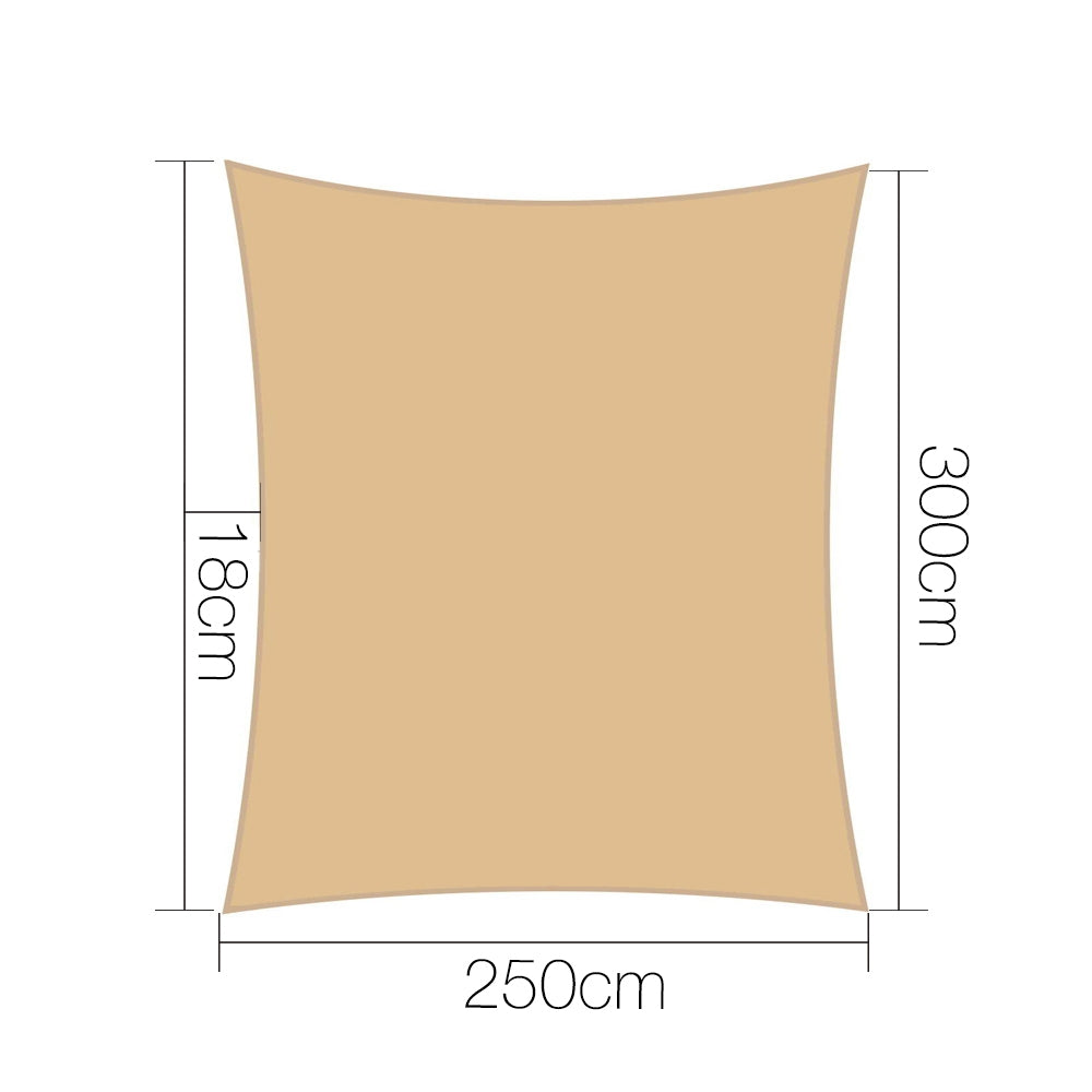 Instahut 280GSM Sun Shadecloth Rectangle Canopy Sand 2.5x3M