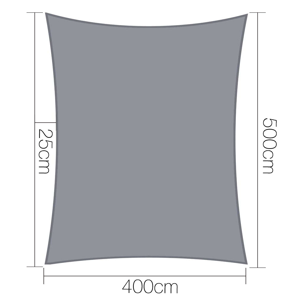 Instahut Shade Sail Rectangle 4x5M 280GSM - Grey