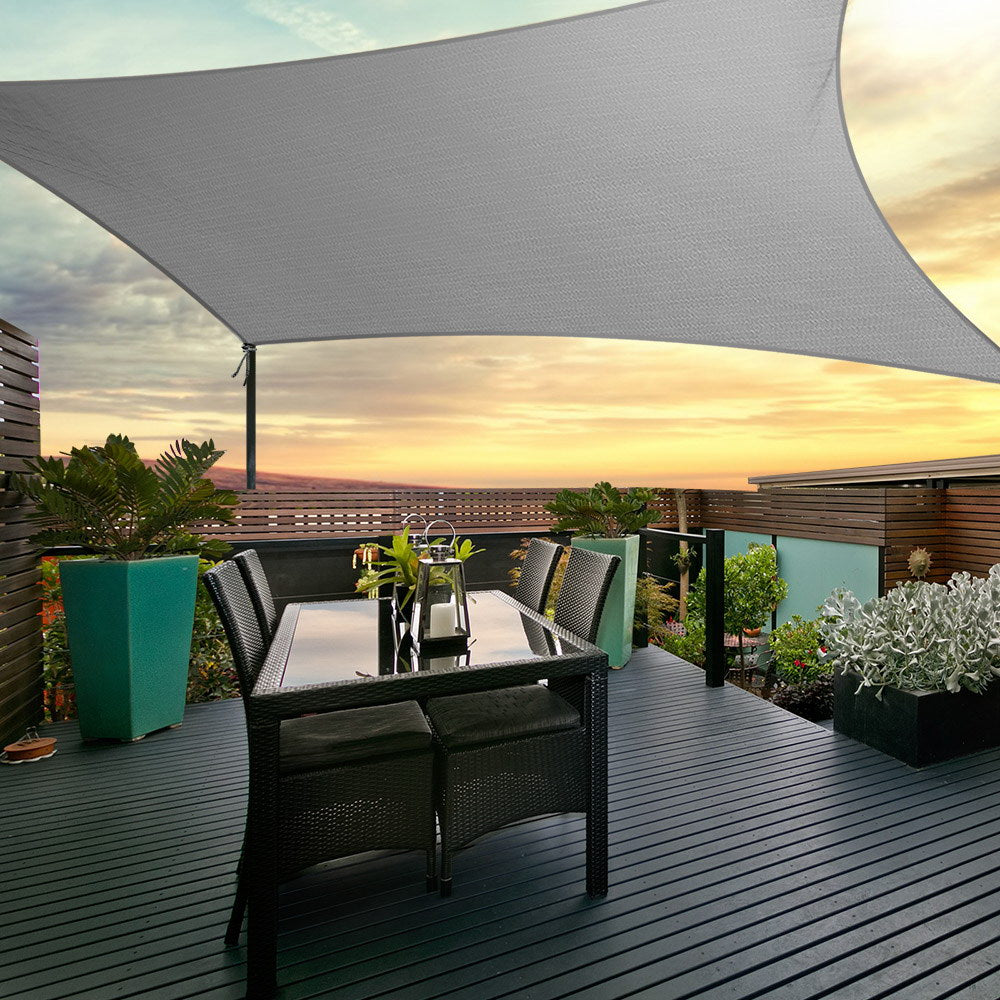 Instahut Shade Sail Rectangle 4x5M 280GSM - Grey