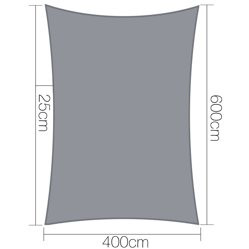 Instahut Rectangle Shade Sail 4x6M 280GSM Grey