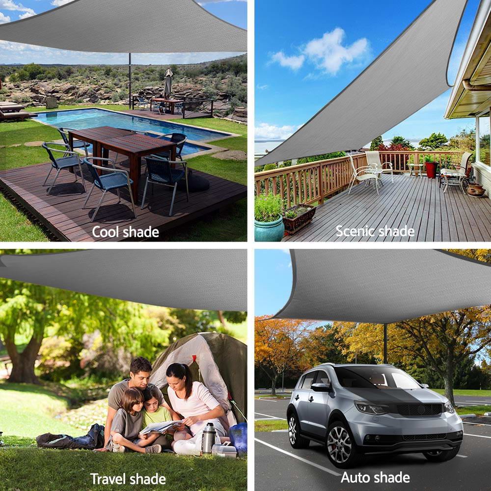 Instahut Rectangle Shade Sail 4x6M 280GSM Grey