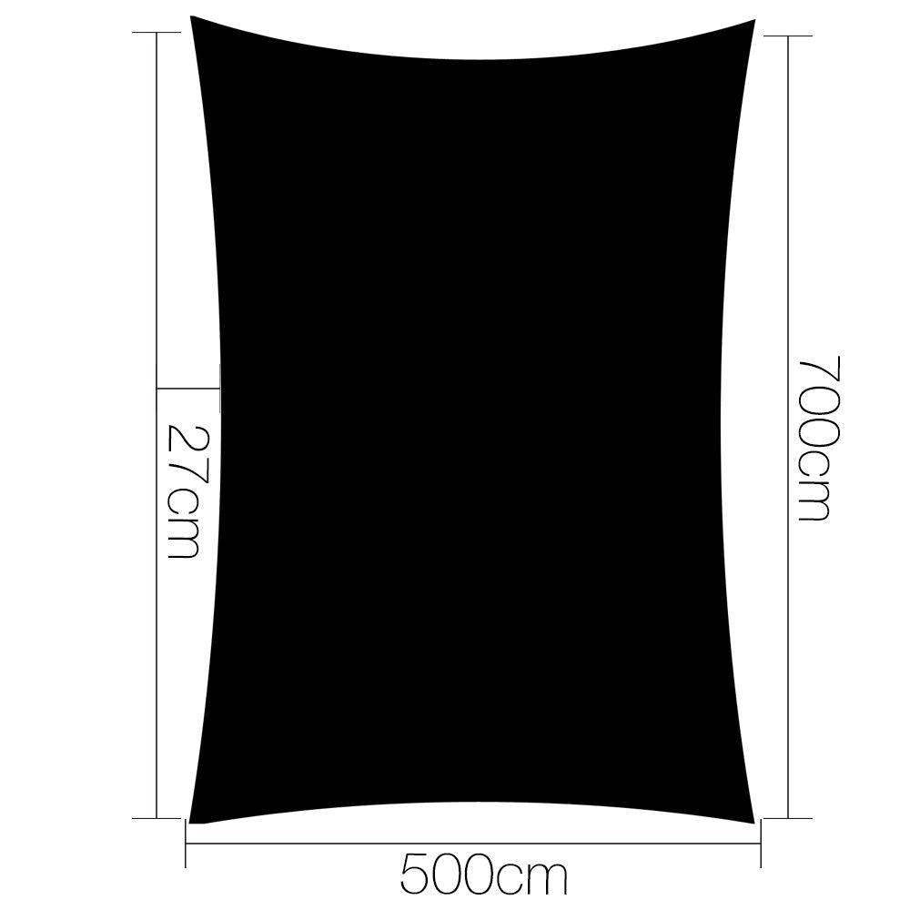 Instahut 280GSM Rectangle Sun Shade Sail Cloth 5x7M - Black