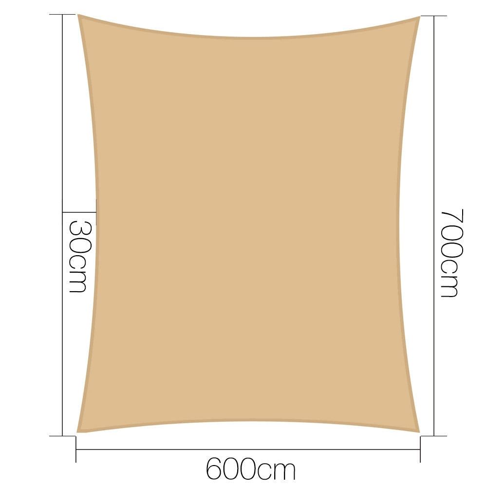 Instahut 280GSM Rectangle Sun Shade Sail Cloth 6x7M - Sand