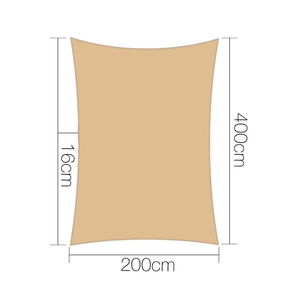 Instahut Sun Shadecloth Rectangle Heavy Duty Sand Canopy 2x4M