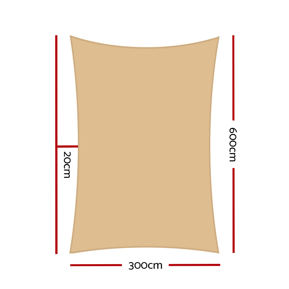 Instahut Waterproof Shade Sail Rectangle 3x6M