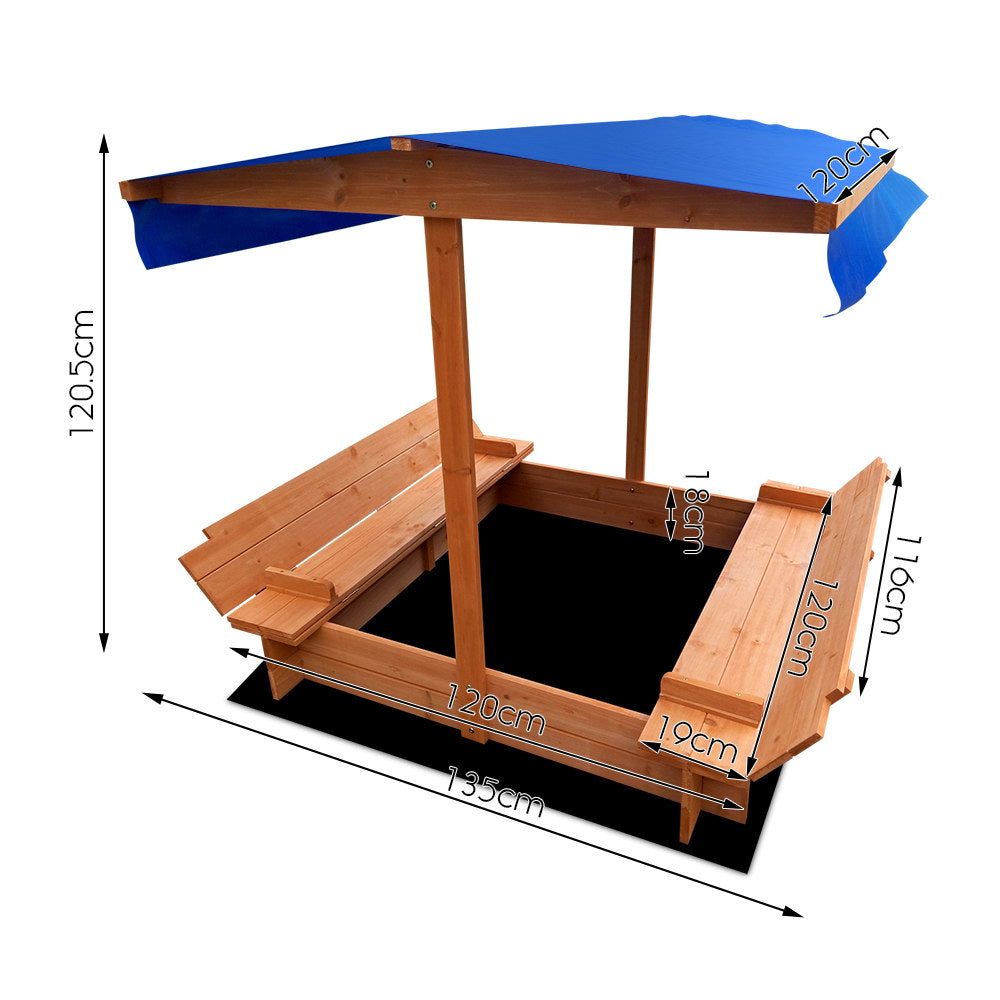 Keezi Kids Sandpit Toy Box w/ Canopy and Seats