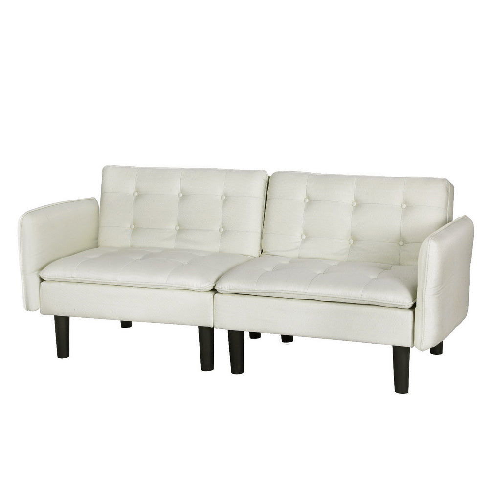 Artiss Sofa Bed 192CM Faux Linen Fabric Beige