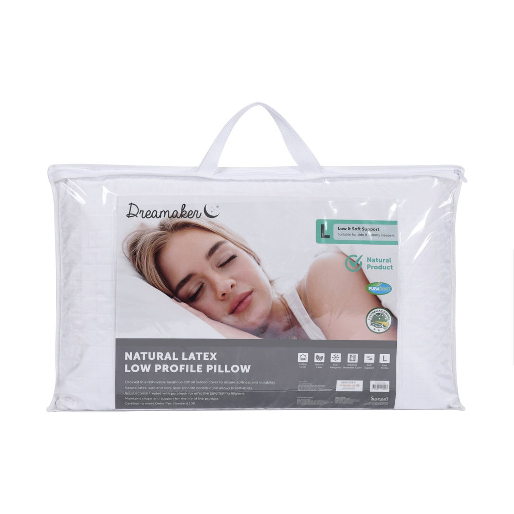 Dreamaker Latex Pillow - Low Profile 60x40x10cm