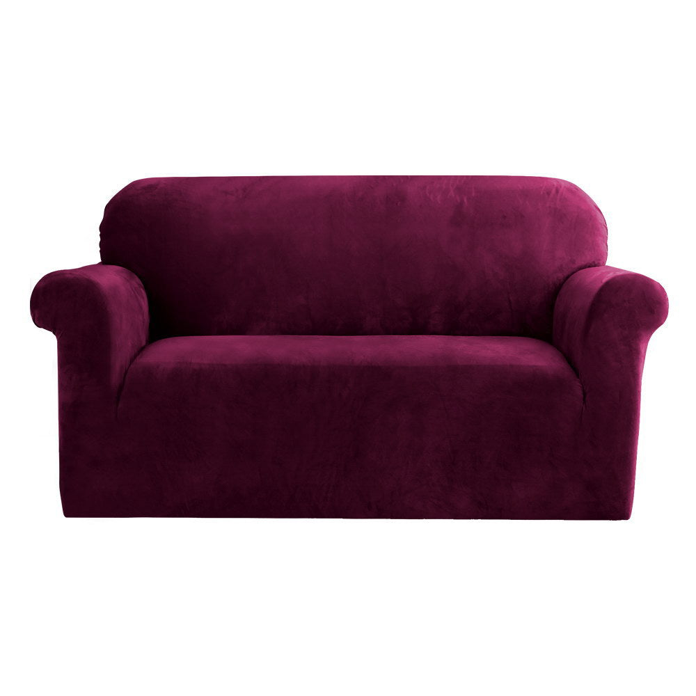 Artiss Sofa Couch Cover Velvet 2 Seater Ruby Red