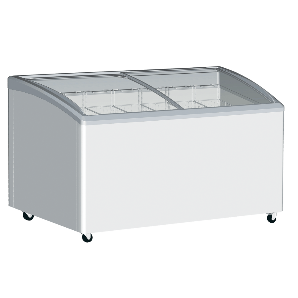 Exquisite SD575K Curved Glass Display Chest Commercial Freezers with Baskets
