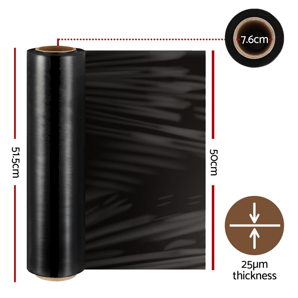 500mm x 400m Stretch Film Shrink Wrap 5 Rolls Black