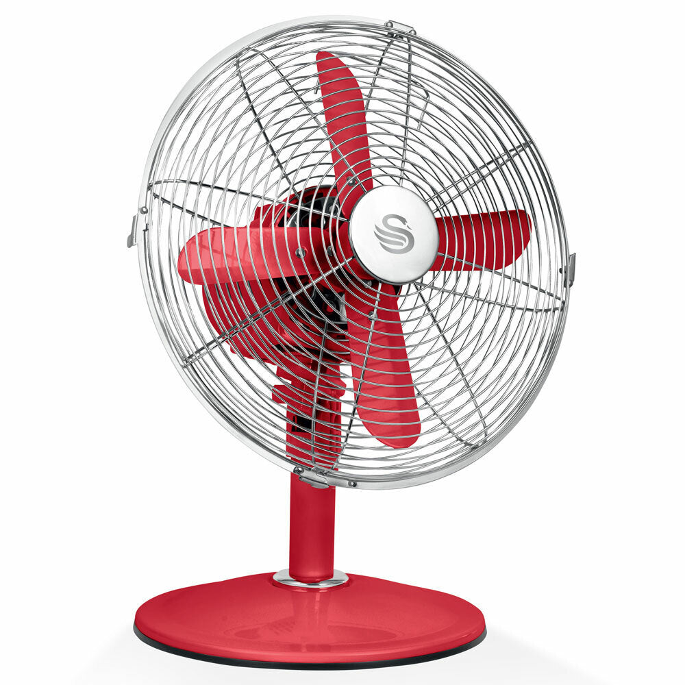 Swan 30cm Retro Desk Fan - Red