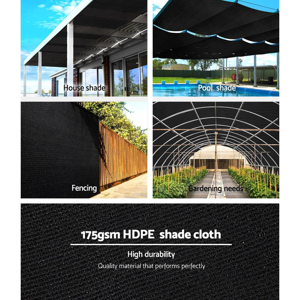 Instahut 3.66 x30M Shade Sail with 70% UV Sun Shade - Black