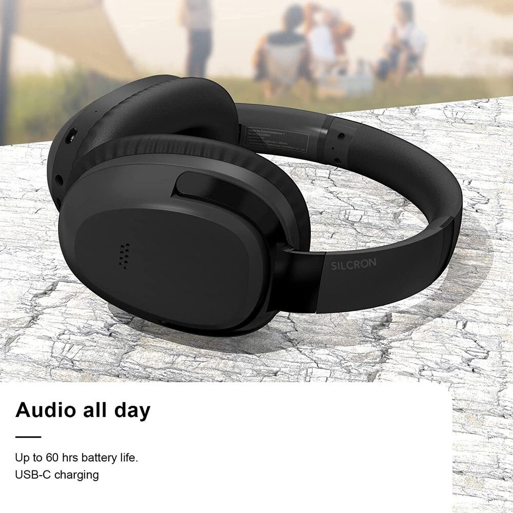 Silcron Active Noise Cancelling Headphones 40H Playtime - Black