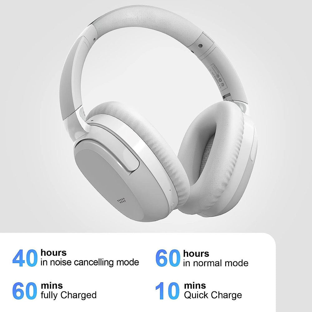 Silcron Active Noise Cancelling Headphones 40H Playtime - White