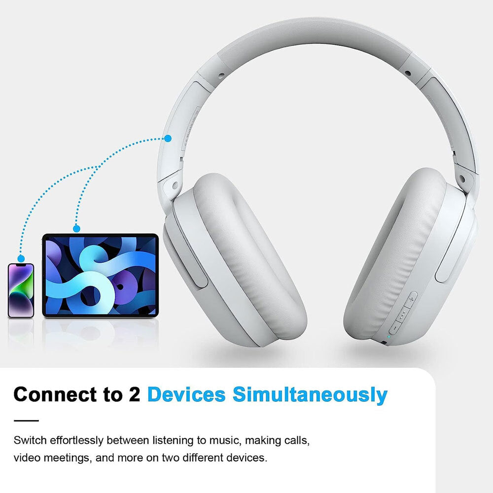 Silcron Active Noise Cancelling Headphones 40H Playtime - White