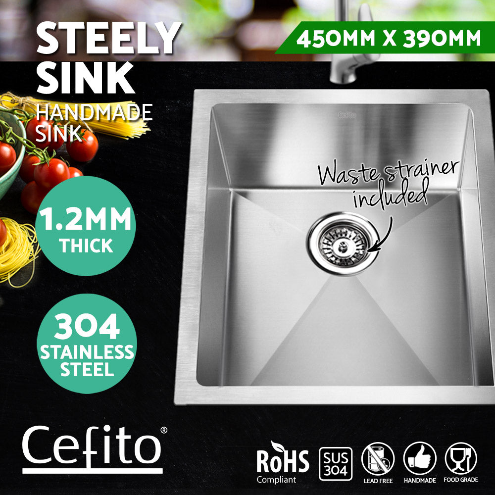Cefito Stainless Steel Kitchen Sink Silver 39cm x 45cm