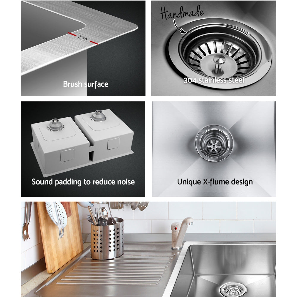 Cefito Stainless Steel Kitchen Sink Silver 86.5cm x 44cm