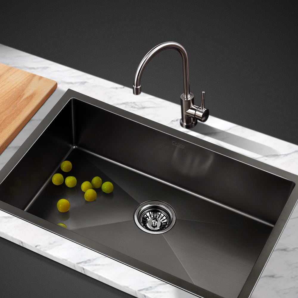 Cefito Stainless Steel Kitchen Sink Black 70cm x 45cm