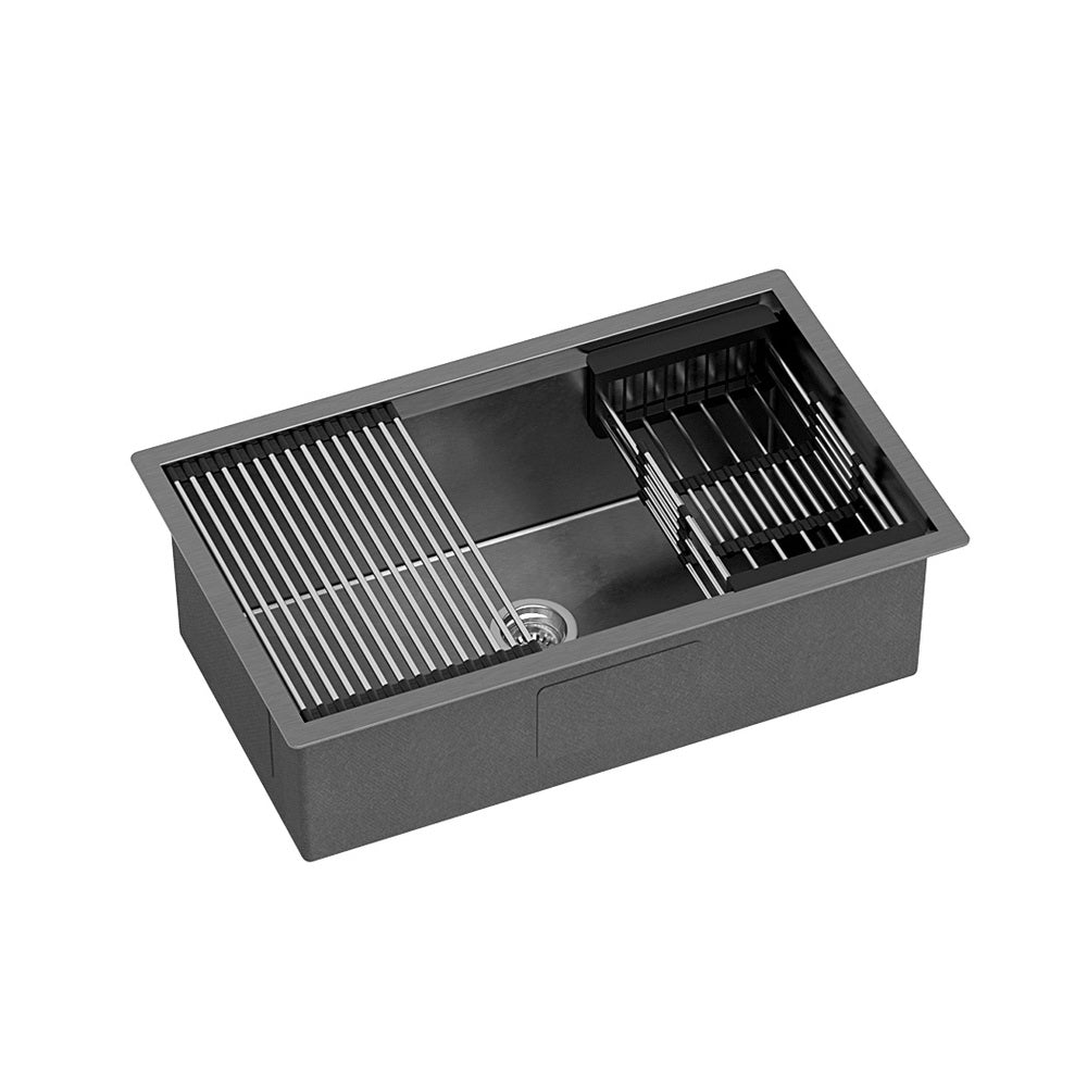 Cefito Stainless Steel Kitchen Sink 70X45CM Single Bowl Black