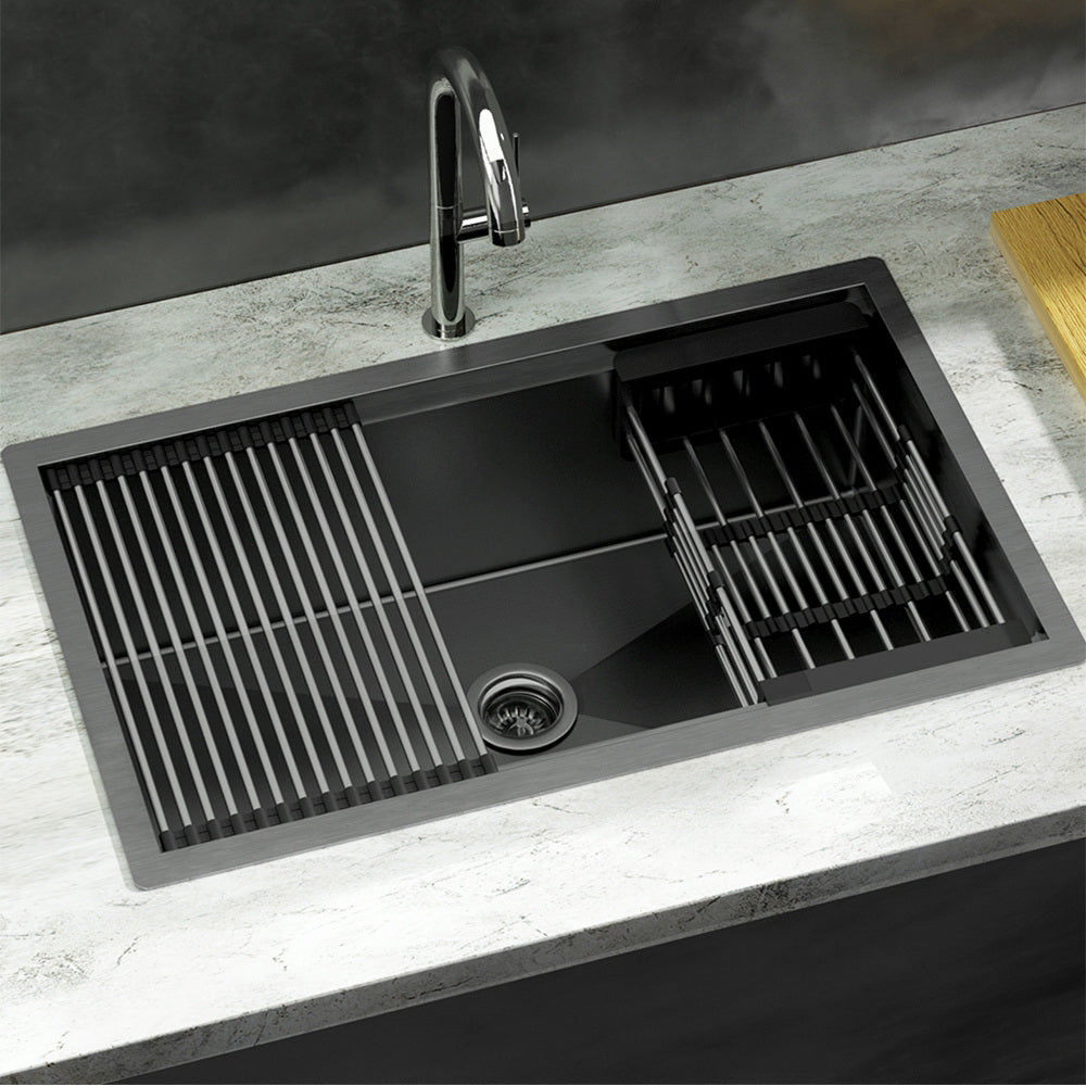 Cefito Stainless Steel Kitchen Sink 70X45CM Single Bowl Black