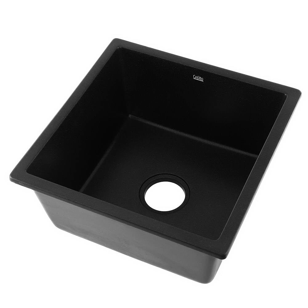 Cefito Stone Kitchen Sink Granite Basin Black 450X450MM