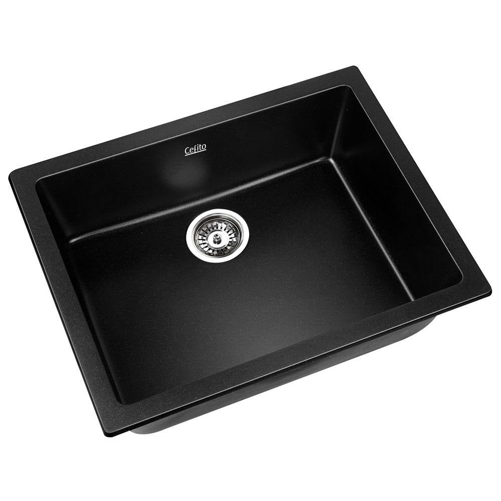Cefito Stone Kitchen Sink Granite Basin Black 610X470MM