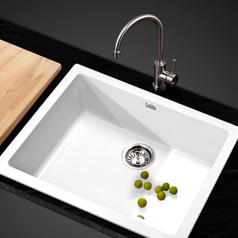 Cefito Stone Kitchen Sink Granite Basin White 610X470MM