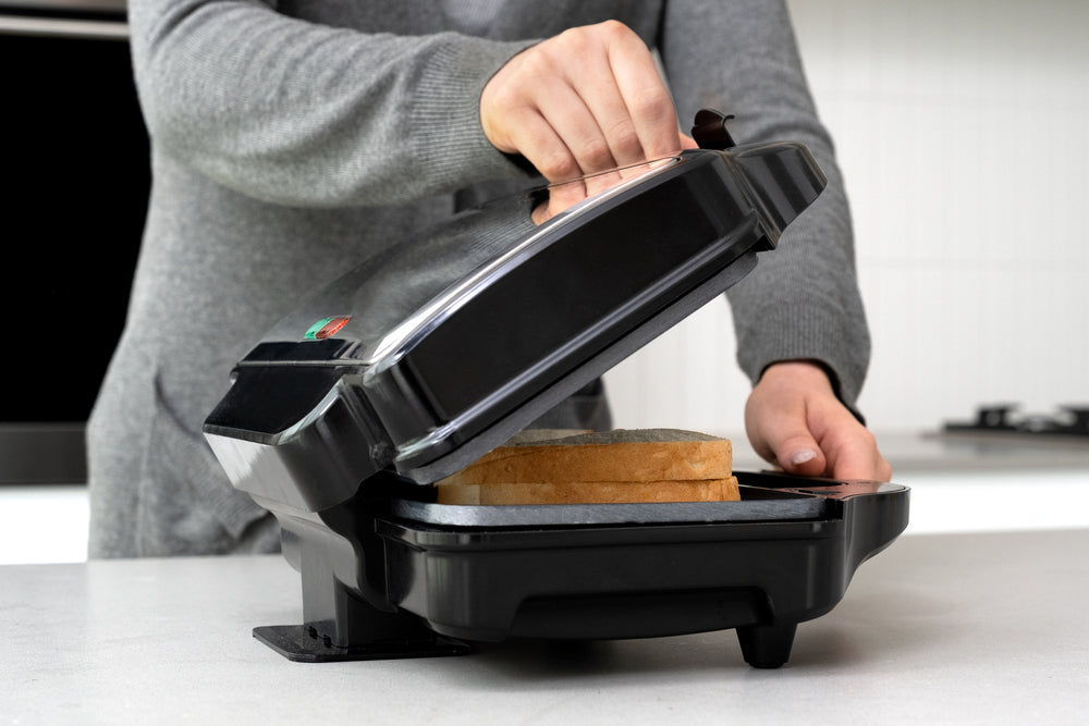 Healthy Choice Sandwich Press w/ 3 Interchangeable Plates Incl Toasties &amp; Waffles