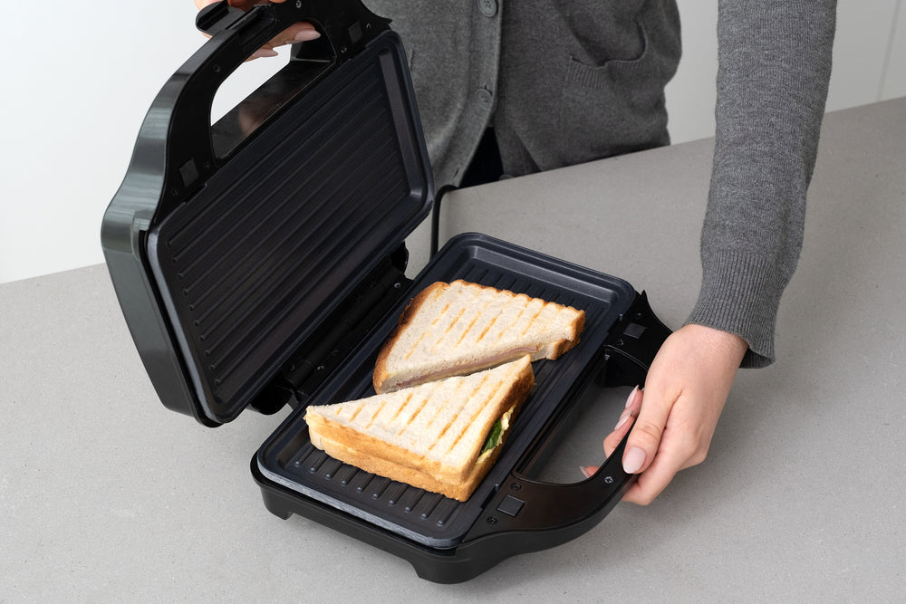 Healthy Choice Sandwich Press w/ 3 Interchangeable Plates Incl Toasties &amp; Waffles