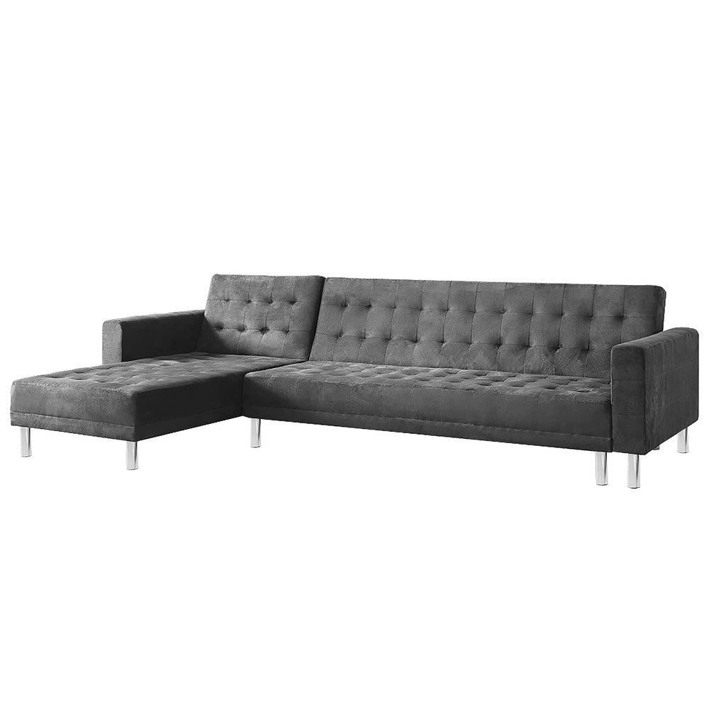 Sarantino Vera Modular Tufted Sofa Bed with Chaise - Grey