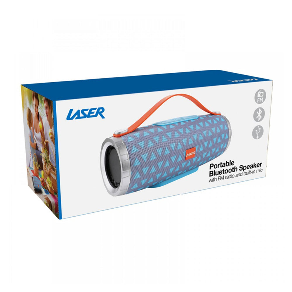 Laser Portable Bluetooth Speaker w/ FM Radio &amp; Built-in Mic - Blue