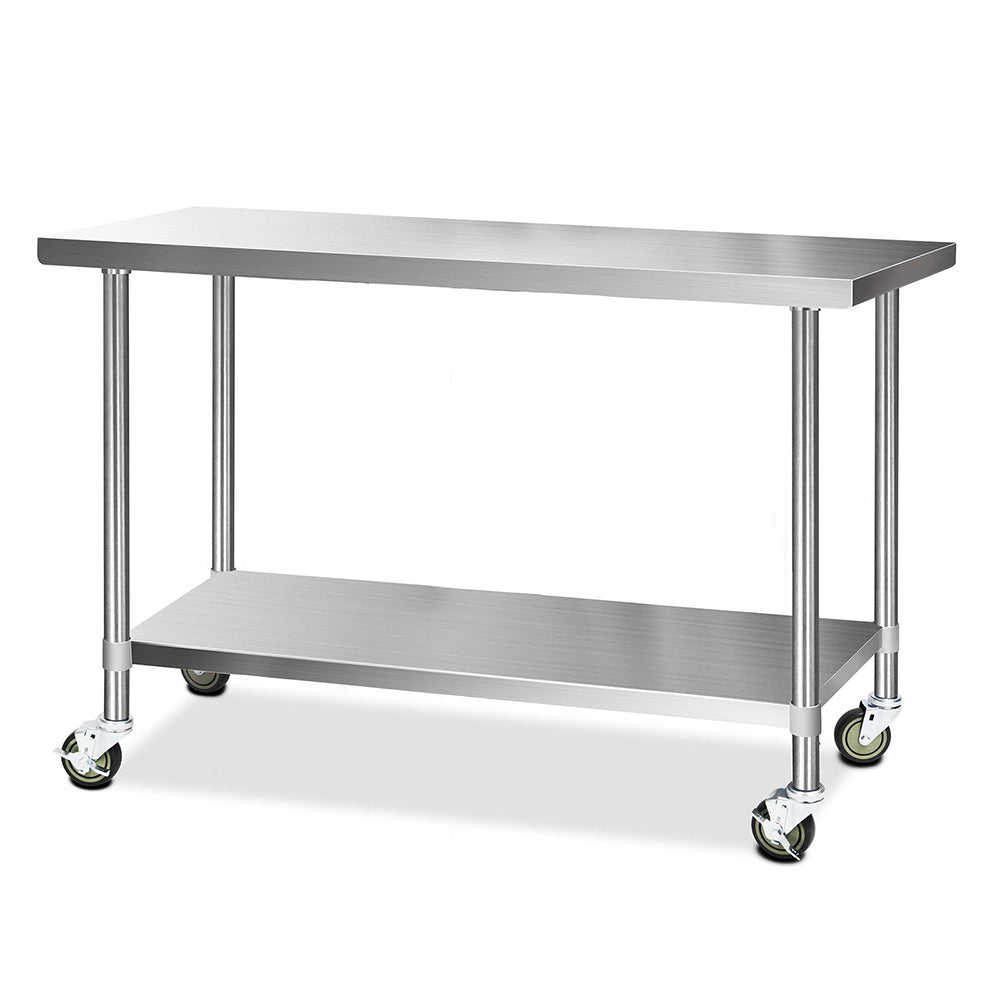 Cefito 304 Stainless Steel Work Bench Table with Wheels 152.4cmx61cm