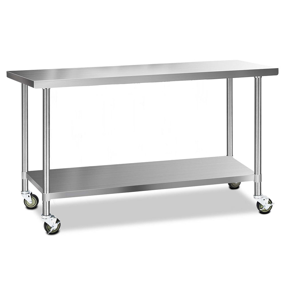 Cefito 304 Stainless Steel Work Bench Table with Wheels 182.9cmx61cm