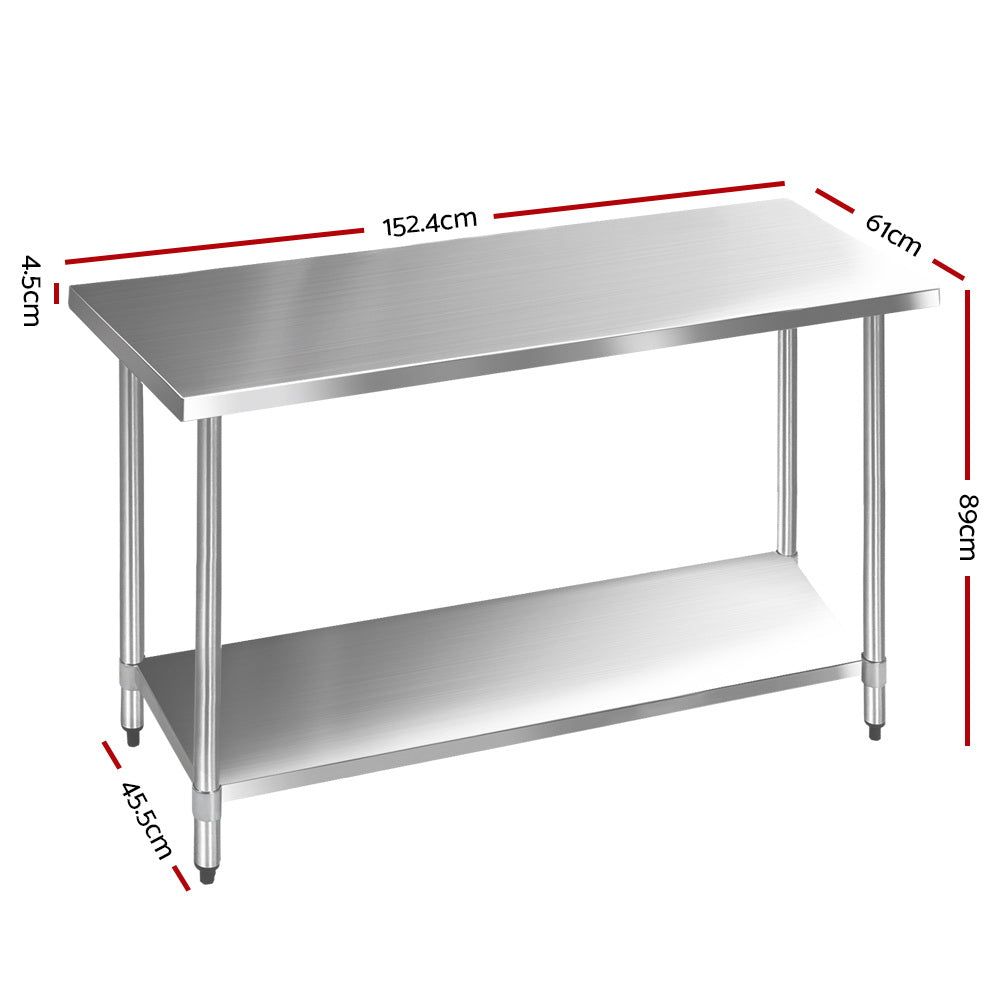 Cefito 430 Stainless Steel Kitchen Benches 152.4cmx61cm