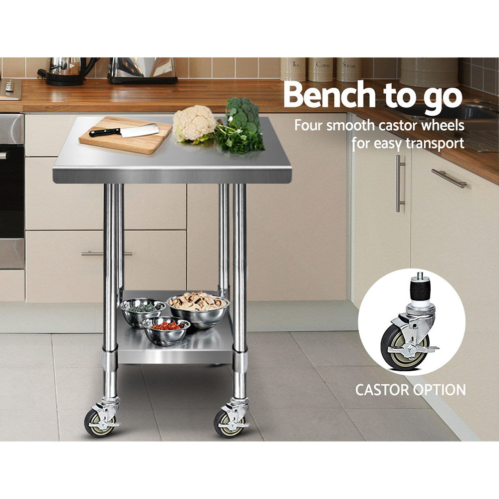Cefito Stainless Steel Kitchen Bench with Wheels 760x760mm