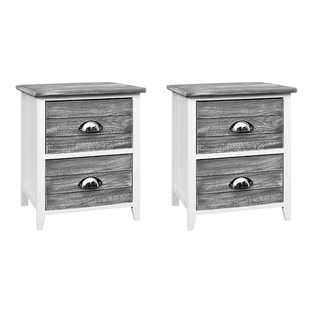 Artiss 2x Bedside Tables with Drawers Grey