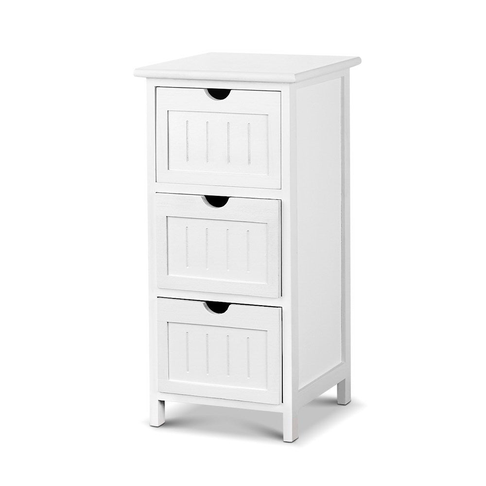 Artiss 3-drawer Rustic Storage Cabinet White