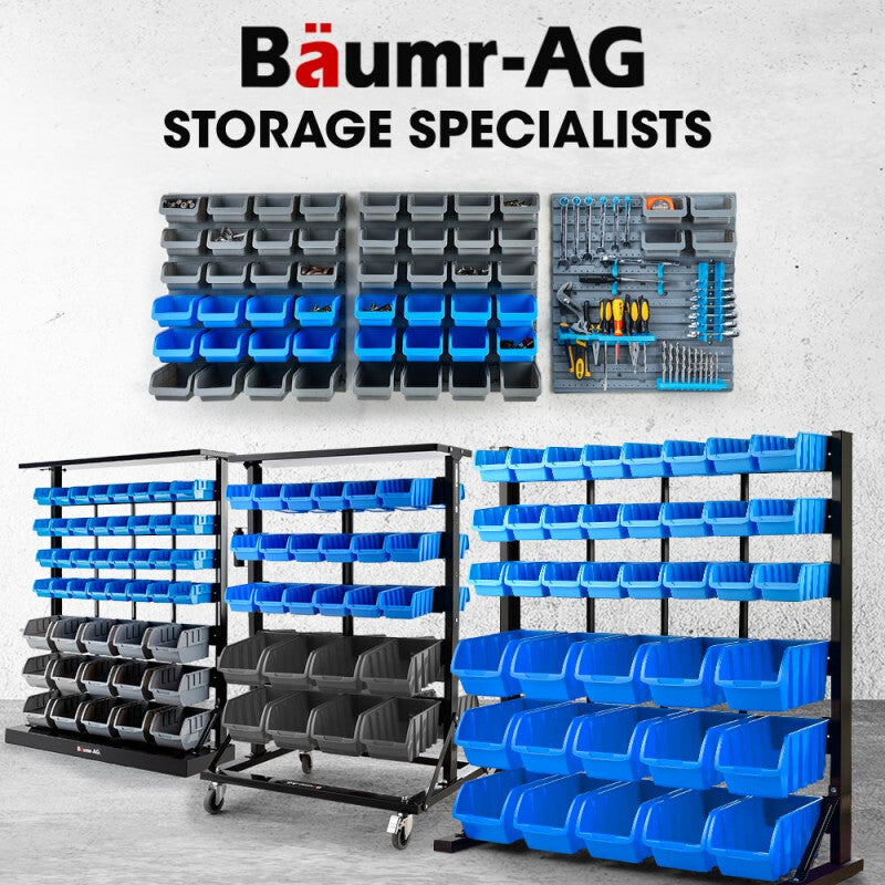 BAUMR-AG 52 Parts Bin Rack Storage System Mobile Double-Sided - Red