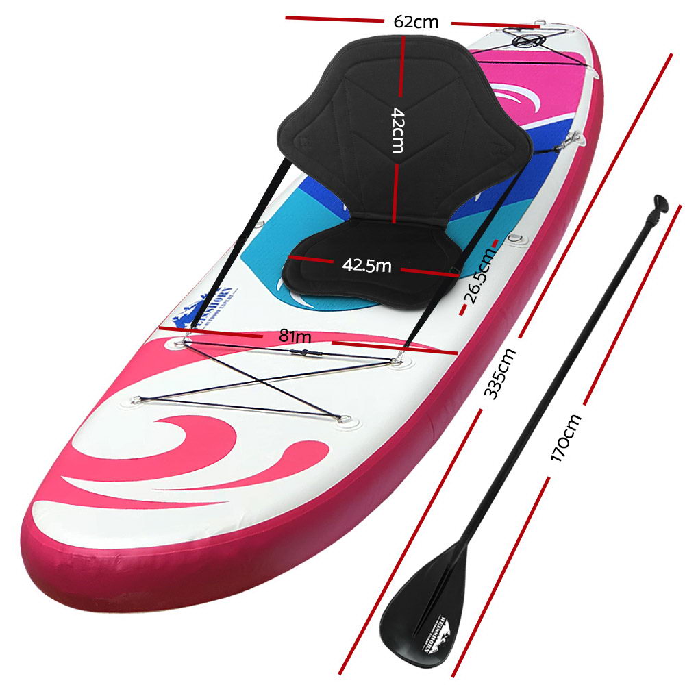 Weisshorn 11ft Inflatable Stand Up Surfboard with Kayak Paddleboard - Pink