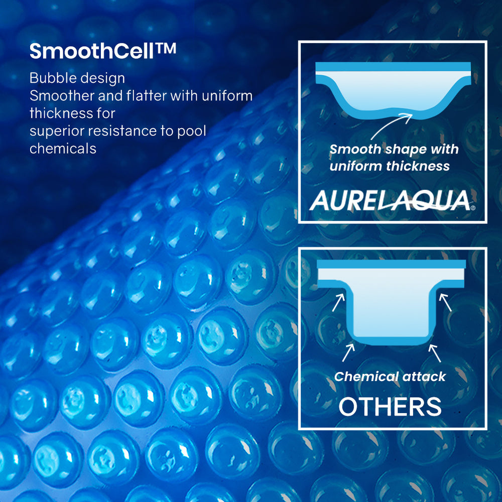 AURELAQUA Cover Pool Roller and 10x4m Solar Blanket 500 Micron, Blue