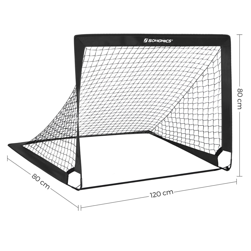 2x SONGMICS 120cm Portable Football Goal Nets Rebounder Sports Training Soccer Net - Black